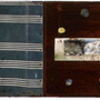 Vintage fabric, reclaimed canvas, photographs,  silverware, nails, paint, pencil, encaustic and pyrography on wood