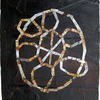 Tar paper, thread, vintage paper, pencil, cut tin, wire, encaustic and pyrography on paper